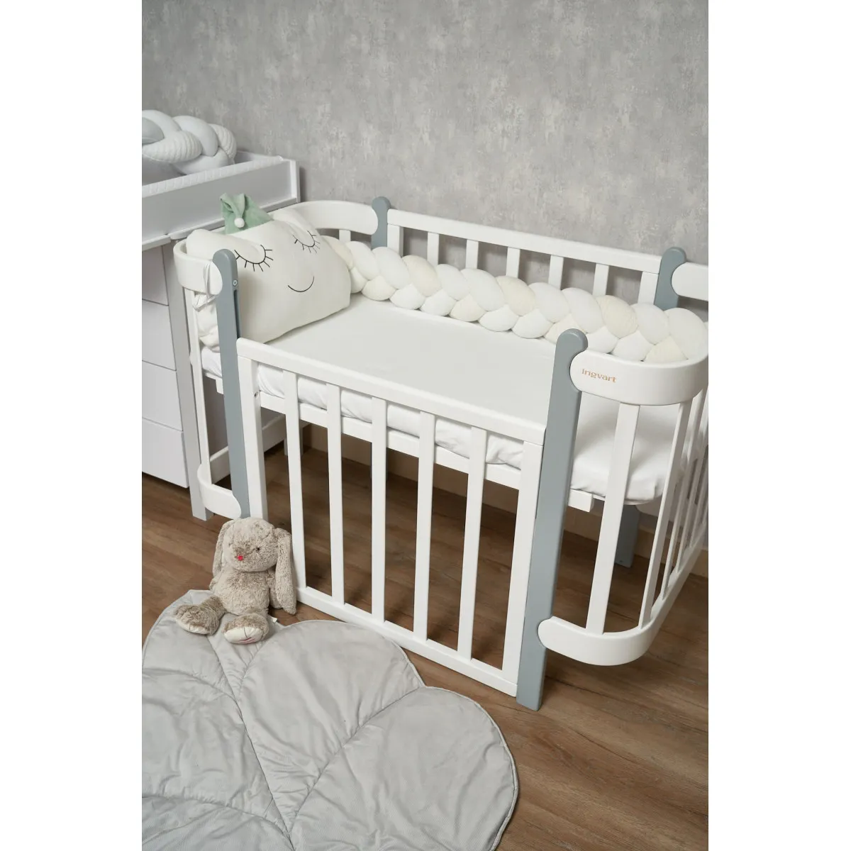 Бампер - косичка Twins 3-х прядна 120 см Pastel 2020-K3-120P-202, ecru